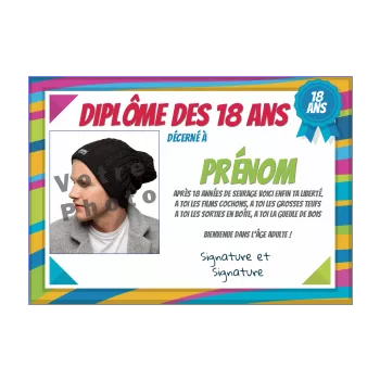 Carte Diplome Anniversaire Humour 18 Ans A Imprimer Carte 3237