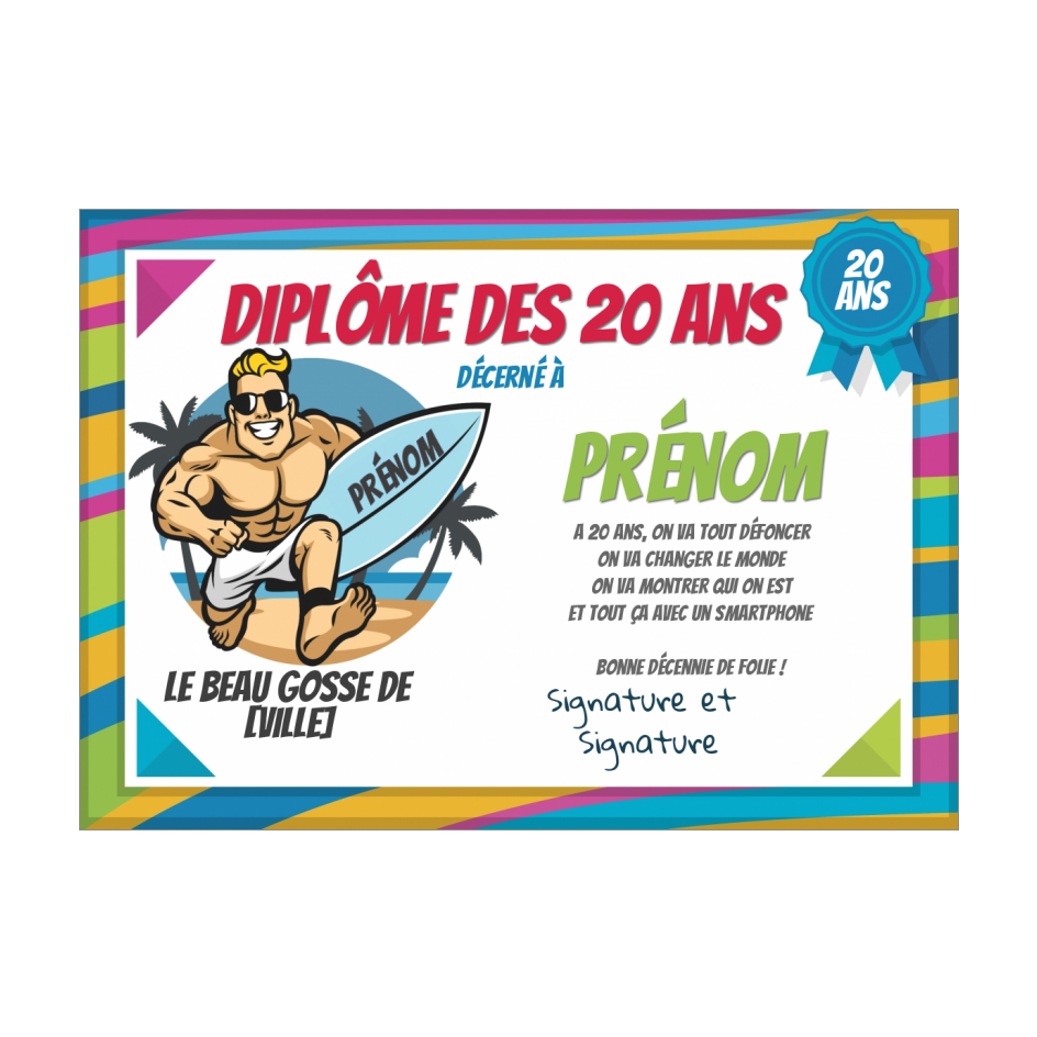 Carte Diplome Anniversaire Ans Humour A Imprimer Carte 3239