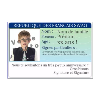 carte anniversaire carte identite humour garcon 