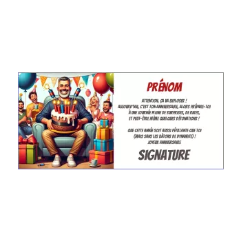 carte anniversaire cadeau humour bougie dynamite gateau homme 