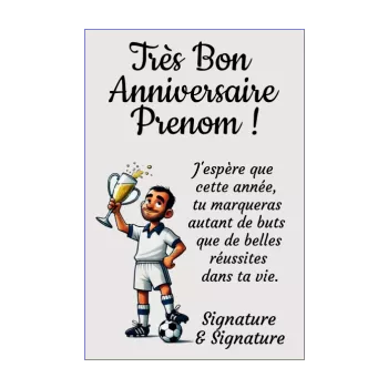 carte anniversaire coupe champagne humour football 