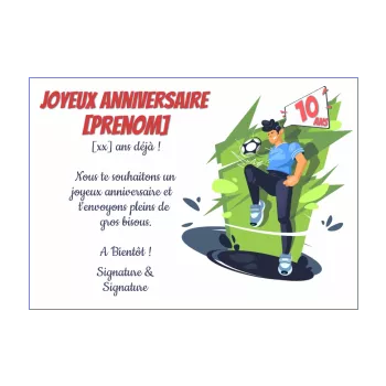 carte joyeux anniversaire football ballon dessin enfant sport 