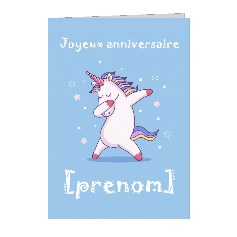 Carte Joyeux Anniversaire Licorne Enfant Bleu A Imprimer Carte 3494