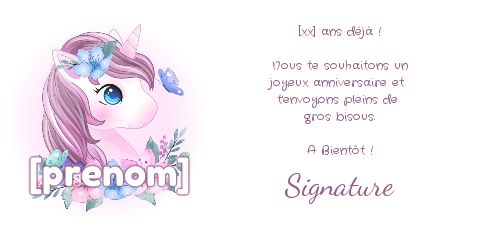 Carte Joyeux Anniversaire Pastel Licorne gratuit à imprimer