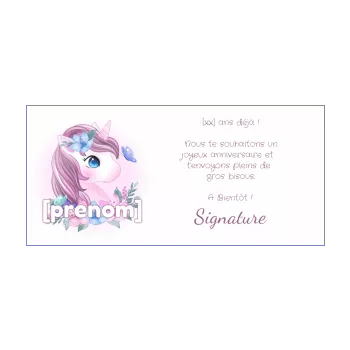 carte joyeux anniversaire pastel licorne enfant rose 