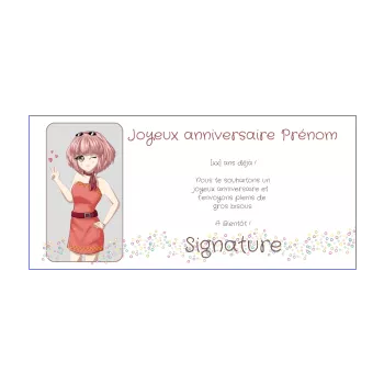 carte joyeux anniversaire manga coeur boule enfant fille japon 