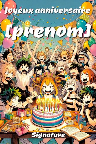 Carte Joyeux Anniversaire Manga Ballon virtuelle gratuit