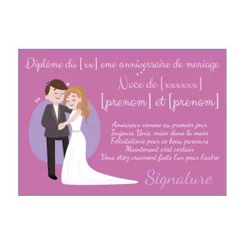 diplome anniversaire mariage dessin femme homme 