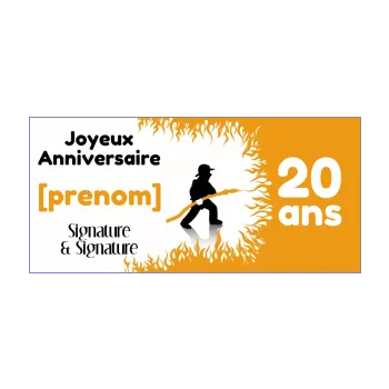 carte joyeux anniversaire pompier feu orange 