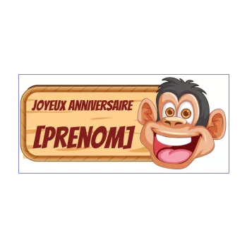 carte joyeux anniversaire pancarte enfant singe animaux 