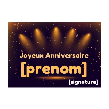 carte joyeux anniversaire lumiere noir orange 