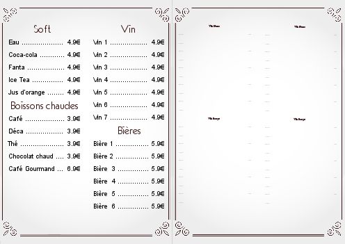 Verso Carte Restaurant Biere Elegant Gris à imprimer