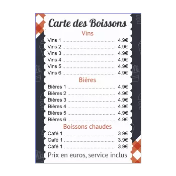 carte restaurant biere snack food truck hamburger gris vin alcool 