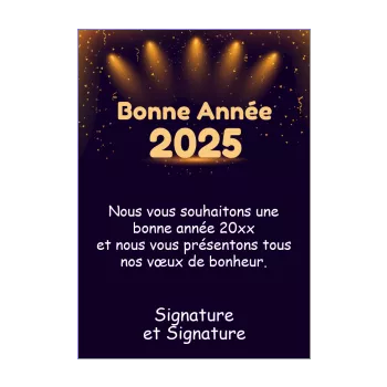 carte voeux meilleur nouvel an lumiere noir orange 