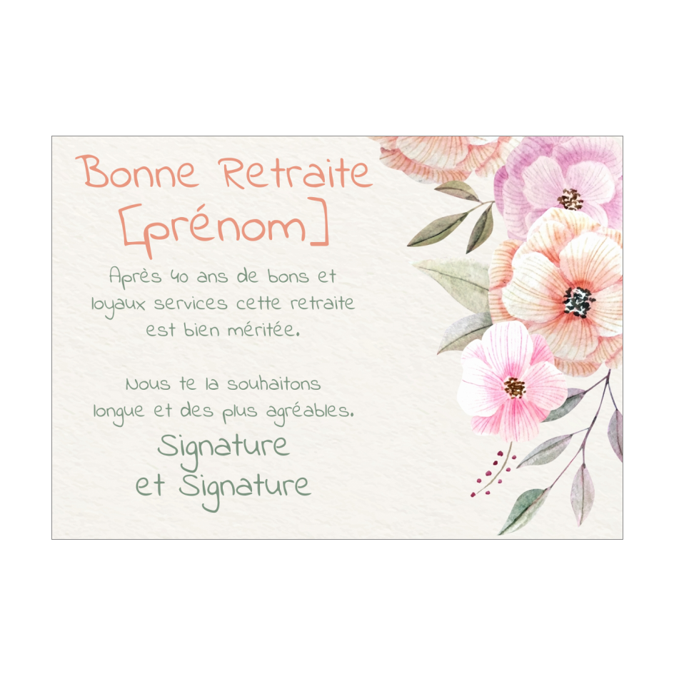 Carte Felicitation Voeux Retraite Fleur Rose A Imprimer Carte 3768