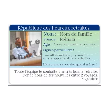 carte felicitation voeux retraite carte identite humour dessin 