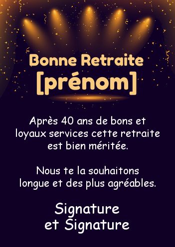 Carte Felicitation Voeux Retraite Lumiere gratuit à imprimer