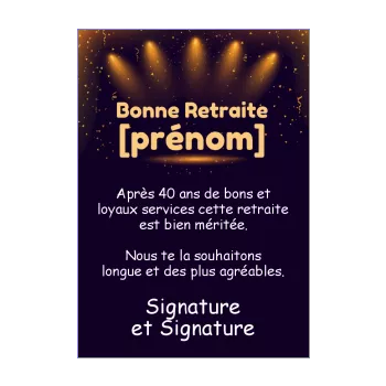 carte felicitation voeux retraite lumiere orange 