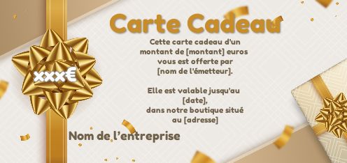 Carte Cadeau Doree Ruban gratuit à imprimer