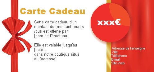 Carte Commerce Cadeau Doree Rouge gratuit à imprimer