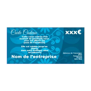 carte cadeau bleu feuille zen 