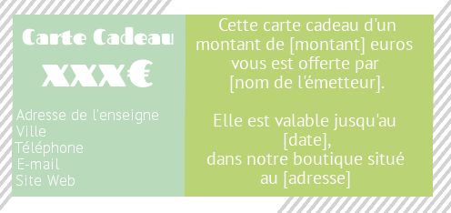 Carte Commerce Cadeau Bleu Vert gratuit à imprimer