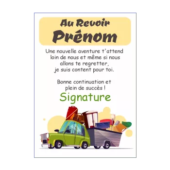 Carte Bon Départ / Au Revoir à imprimer gratuit