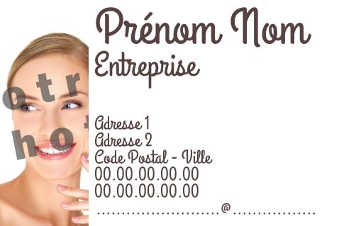 Carte Visite Blanc Marron avec photo à imprimer