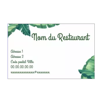 carte visite restaurant feuille vert 