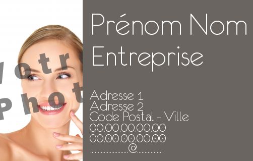 Carte Visite Gris avec photo à imprimer