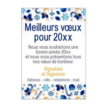 carte voeux meilleur nouvel an bleu dessin orange 