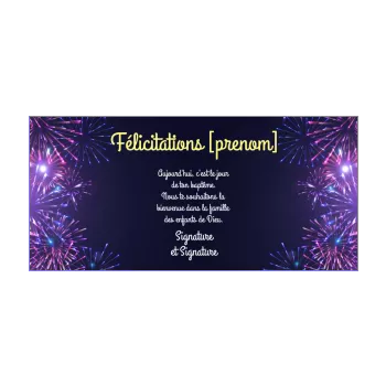 carte felicitation bapteme feu artifice bleu noir 