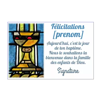 carte felicitation bapteme bleu croix eglise 