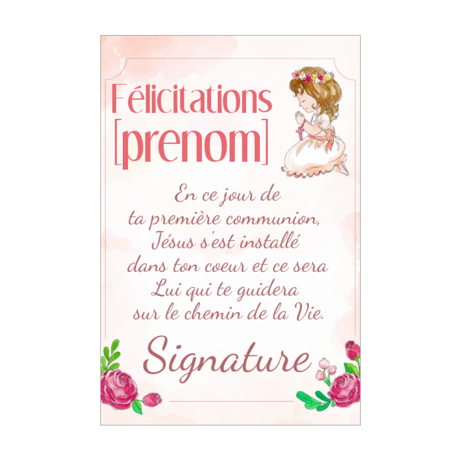 Carte Felicitation Communion Fleur Rose Fille Gratuit A Imprimer Carte 3073