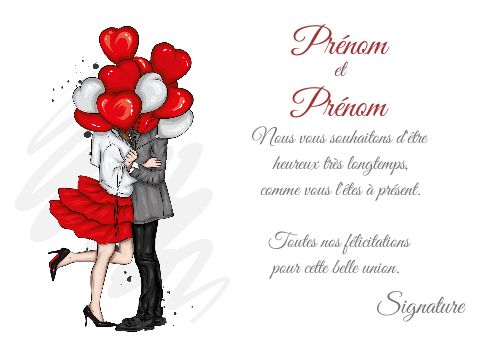 Carte Felicitation Mariage Coeur Ballon gratuit à imprimer