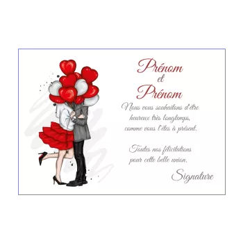 carte felicitation mariage coeur ballon elegant femme homme 
