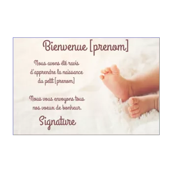 carte felicitation naissance bebe blanc pied 