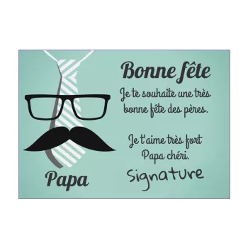 carte papa fete cravate moustache lunettes vert 
