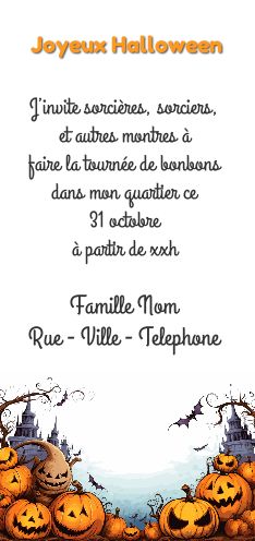 Carte Invitation Joyeux Halloween Chauve gratuit à imprimer
