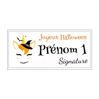 carte invitation joyeux halloween licorne noir 