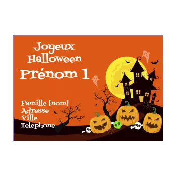 carte invitation joyeux halloween chateau citrouille orange 