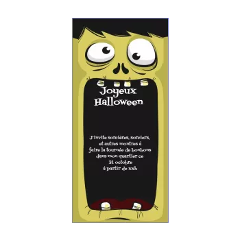 carte invitation joyeux halloween monstre vert 
