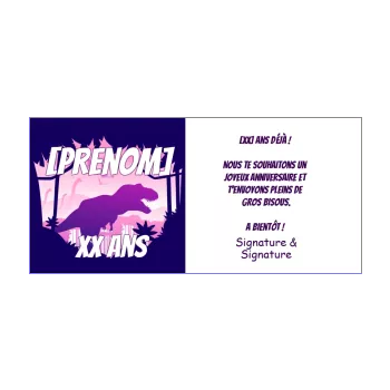 carte joyeux anniversaire dinosaure arbre enfant mauve 