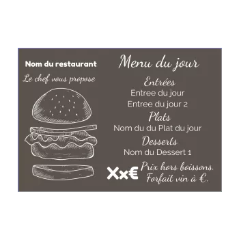 carte menu restaurant hamburger gris 