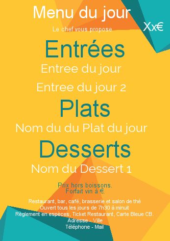 Carte Menu Restaurant Abstrait Bleu à imprimer