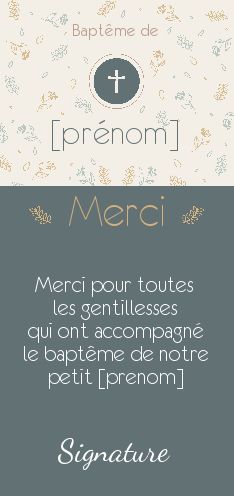 Carte Remerciement Bapteme Croix Fleur gratuit à imprimer