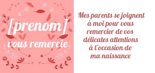 Carte Remerciement Naissance Bebe Fille gratuit à imprimer