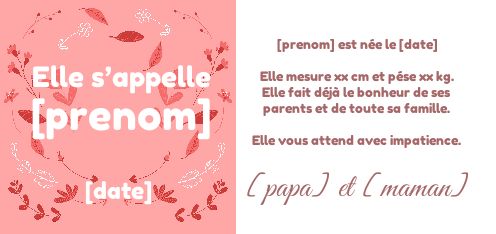 Faire Part Naissance Bebe Fille gratuit à imprimer