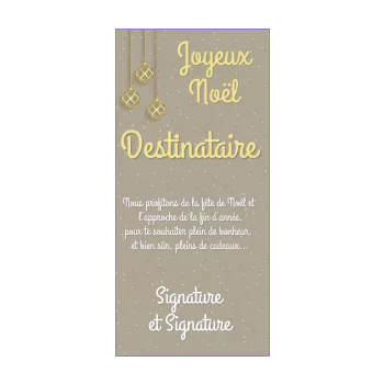 carte joyeux voeux noel doree boule elegant gris 