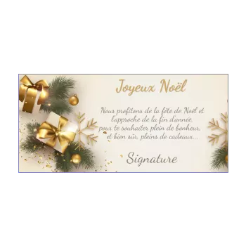 carte joyeux voeux cadeau noel doree sapin 